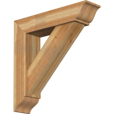 Ekena Millwork Traditional Traditional Rough Sawn Bracket w/ Offset Brace, Western Red Cedar, 8"W x 34"D x 34"H BKT0806X34X34TRA01RWR